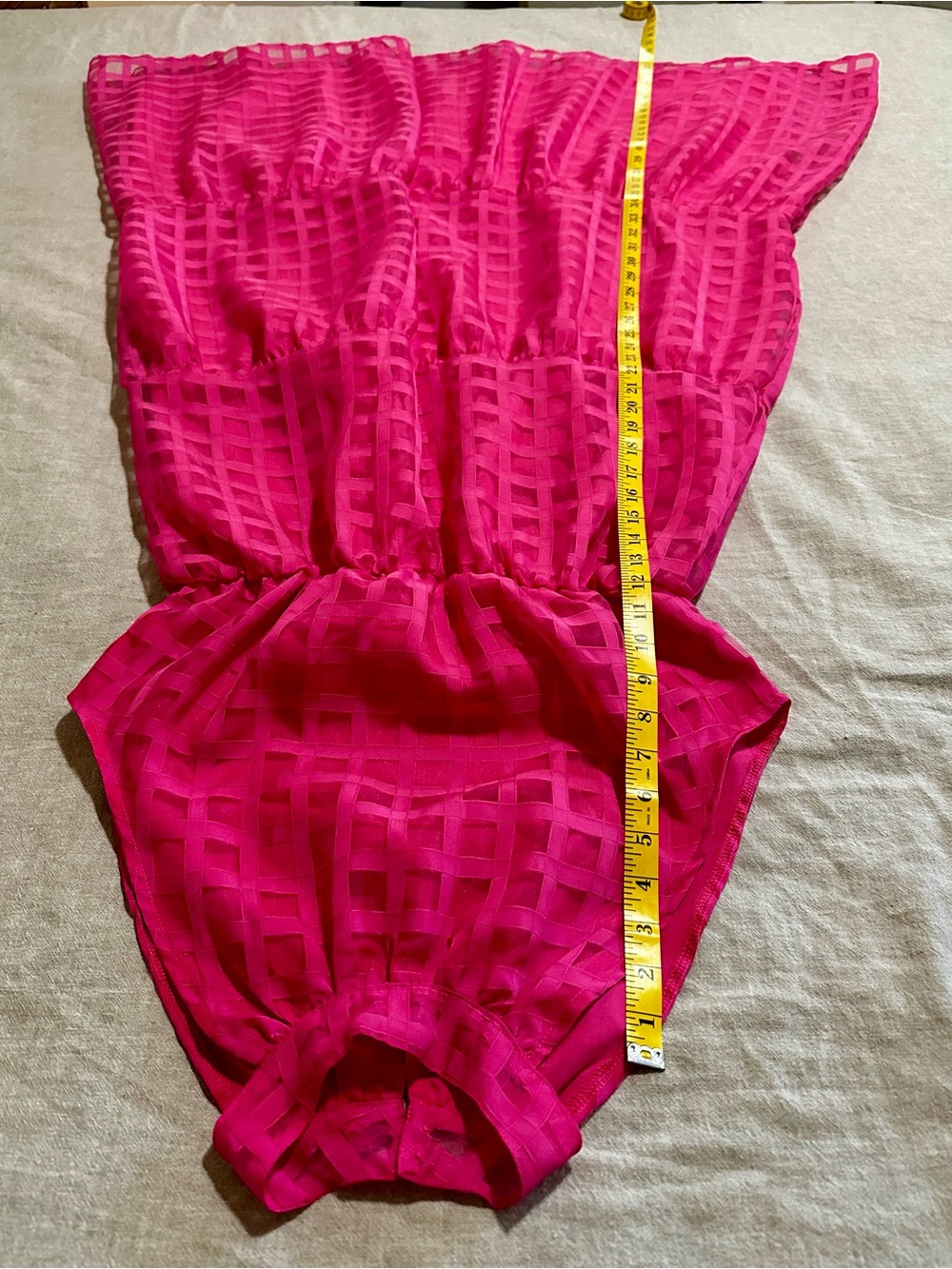 Windowpane Chiffon Halter Maxi Dress in Fuchsia Pink - Women’s L - Picture 14 of 16